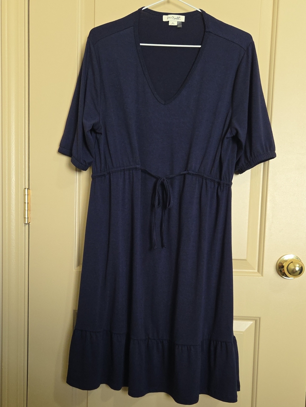 Simply Noelle Navy V-Neck Drawstring Waist Dress